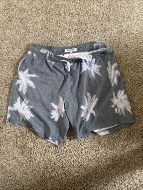 Men's Grey Palm-Print Swim Shorts